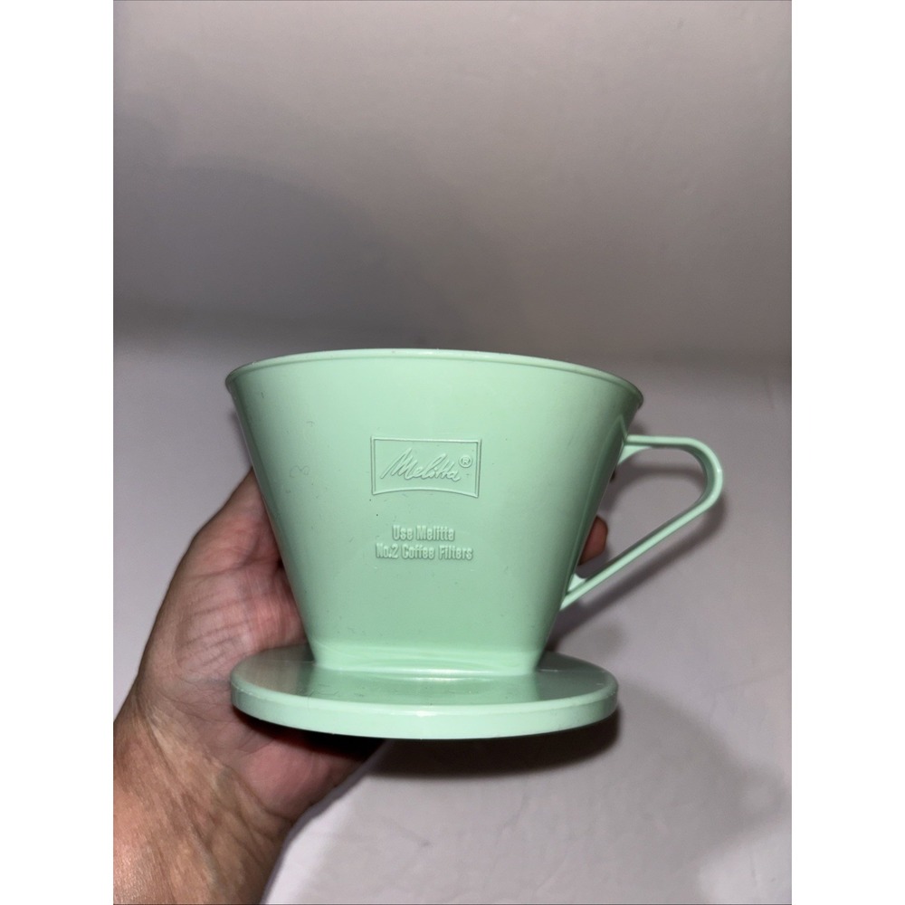 Vintage Melitta No. 2 Mint Green Plastic Pour Over Coffee Filter Cone Dripper